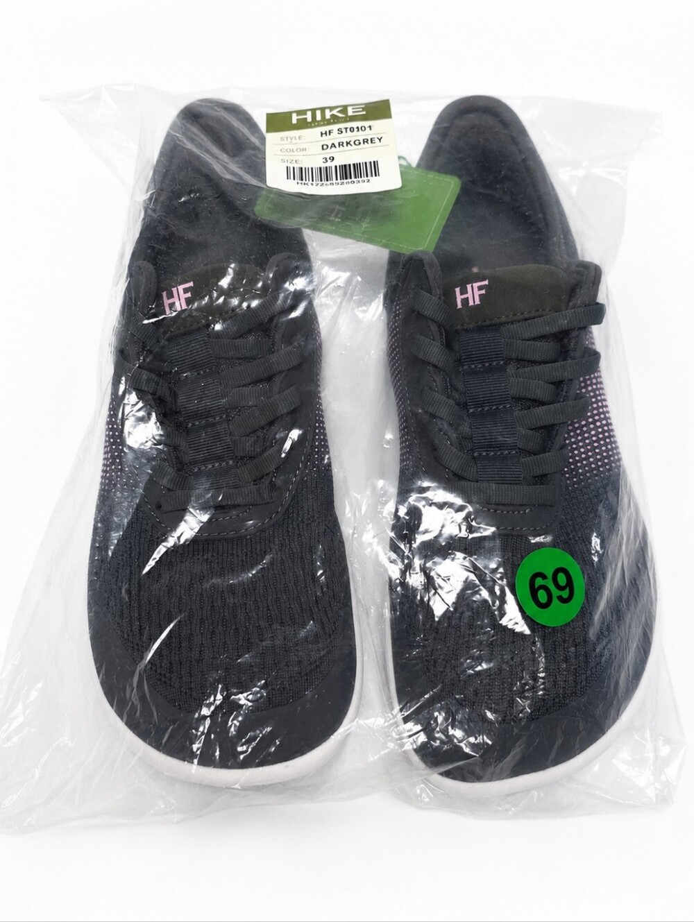 HIKE Footwear Dark Grey Pink Barefoot Sneakers Size 39 / 8 - 8.5 New - Picture 7 of 9